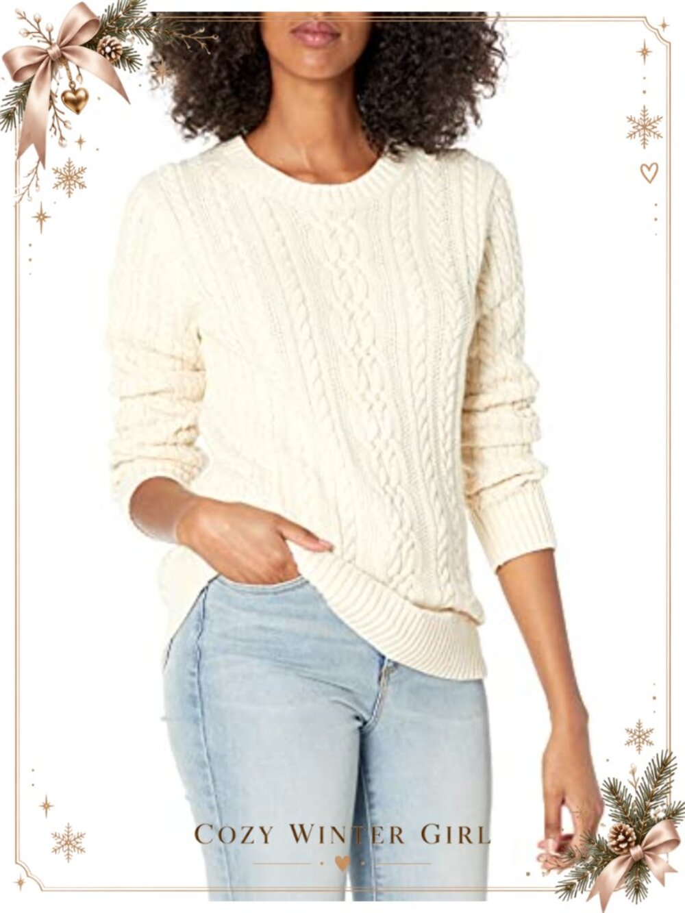 Fisherman Cable Knit Crewneck Pullover Sweater Cotton Regular Fit